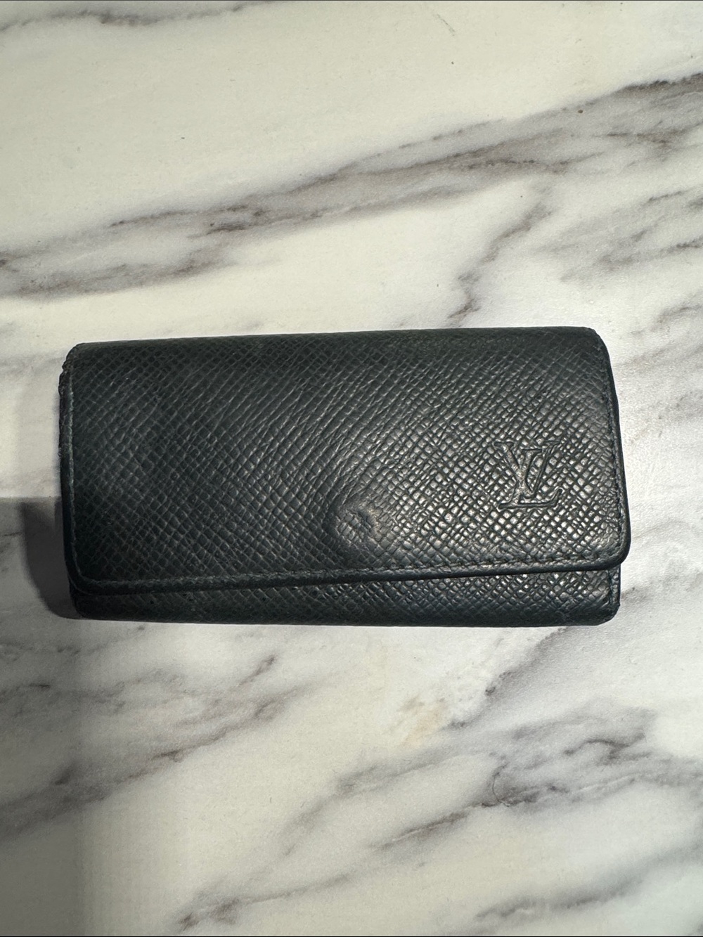 Louis Vuitton Dark Green Textured Leather Key Holder Wallet